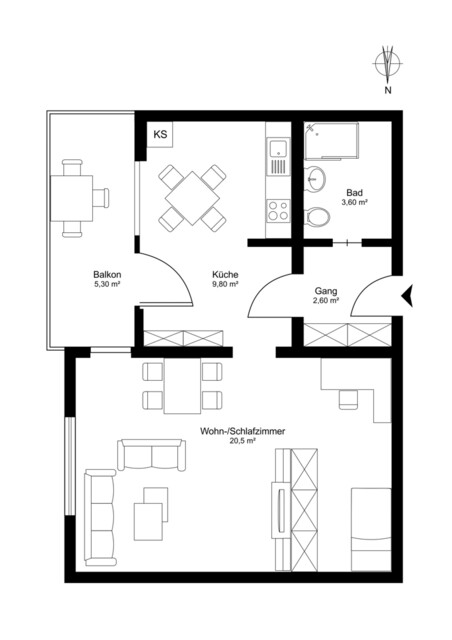 1,5-Zimmer-Wohnung mit Aussicht - Lustenau