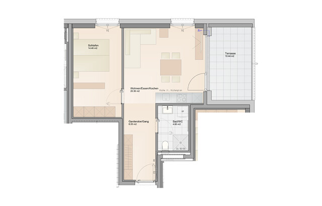 Perfekt geschnittene 2-Zimmer Dachgeschosswohnung (Top A09)