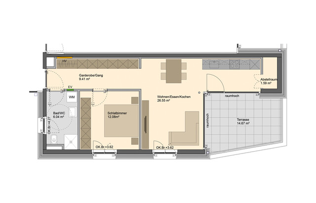 Sehr ruhige 2-Zimmer Terrassenwohnung (Top 05)