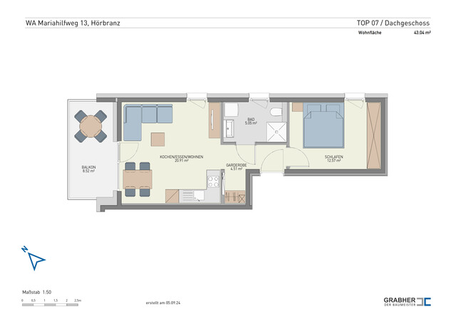Kompakte 2-Zi-Wohnung mit Fenster im Bad