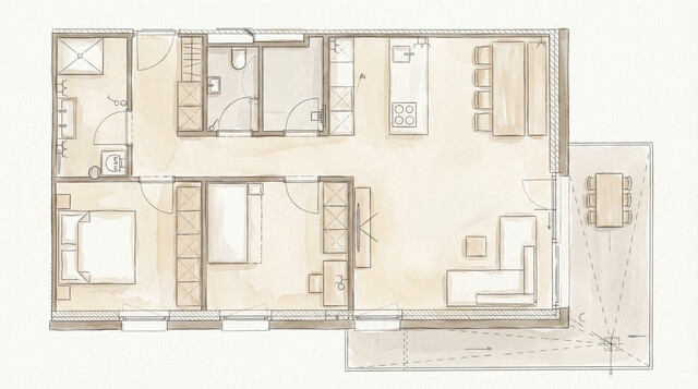 Attraktive 3-Zi- Dachterrassenwohnung in Grenznähe CH inkl. TG Platz teilmöbliert