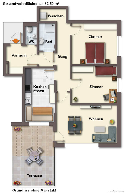 In top Lage: 3,5-Zimmer-Wohnung mit 82,5m², großzügiger Terrasse und Tiefgaragenplatz in Höchst