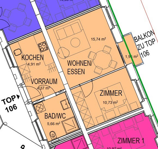 Moderne 2-Zimmerwohnung in ruhiger und zentraler Lage in Dornbirn zu vermieten