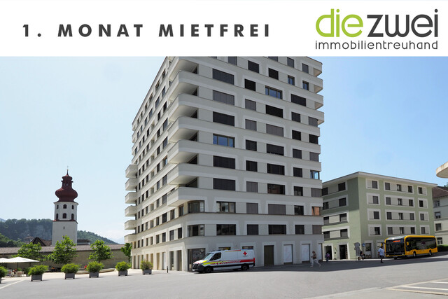 Urban und modern Wohnen in Feldkirch Bahnhofcity: 2-Zimmerwohnung im Dachgeschoss 
