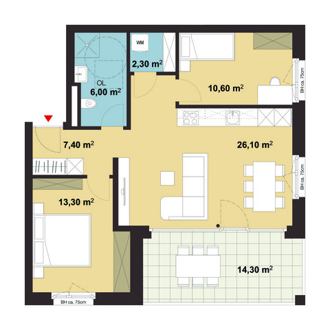 3-Zimmer-Dachgeschosswohnung | C08
