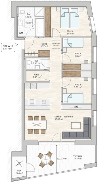 4-Zi-Dachgeschosswohnung TOP 12 in Muntlix, Hauptstraße 31+33