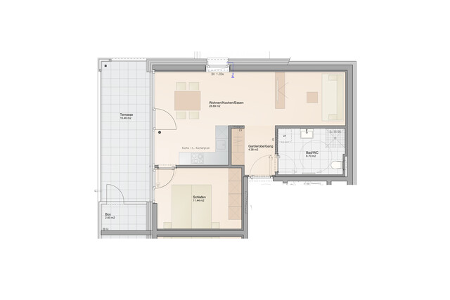 Hochwertige 2-Zimmer Terrassenwohnung mit hoher Wohnbauförderung (Top B3)