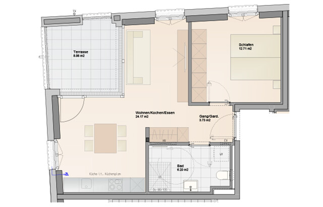 Im Bau: 2-Zimmer-Wohnung mit Terrasse im Dachgeschoss (Top A07)