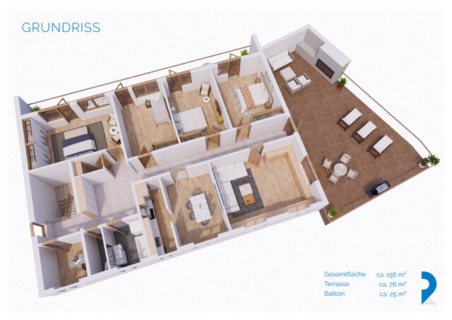 GROSSZÜGIGE 7-ZIMMER-WOHNUNG MIT GROSSER TERRASSE UND BALKON