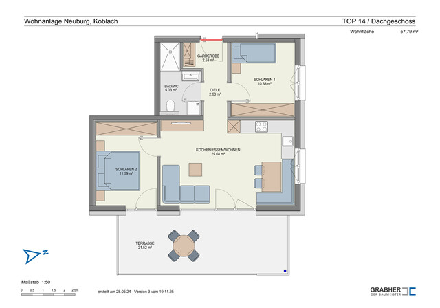 Moderne 3-Zimmer-Dachgeschosswohnung