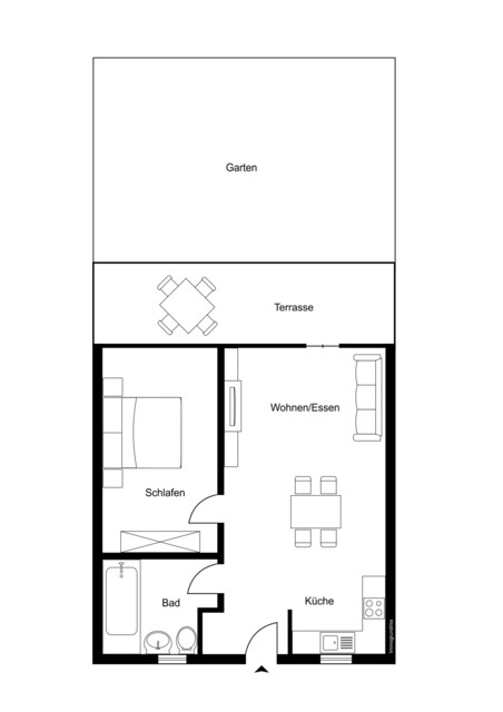 Zentral gelegene 2-Zimmer Gartenwohnung