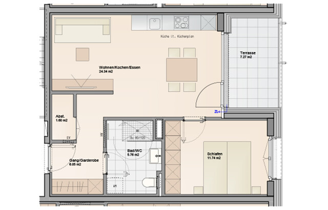 Klar eingeteilte 2-Zimmer Terrassenwohnung (Top C05)