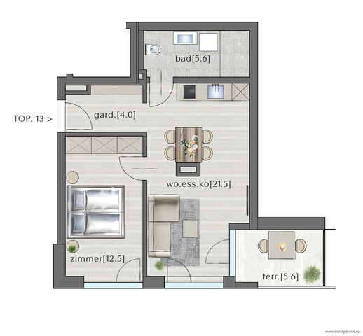 Exklusive 2-Zimmer-Wohnung mit hochwertiger Ausstattung | Haus 3 - TOP 13