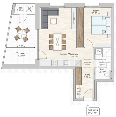 2-Zi-Dachgeschosswohnung TOP 26 in Muntlix, Hauptstraße 31+33