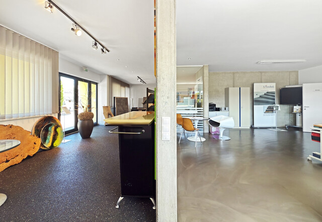 Betriebsgebäude mit Halle, Büro und eleganter Penthousewohnung