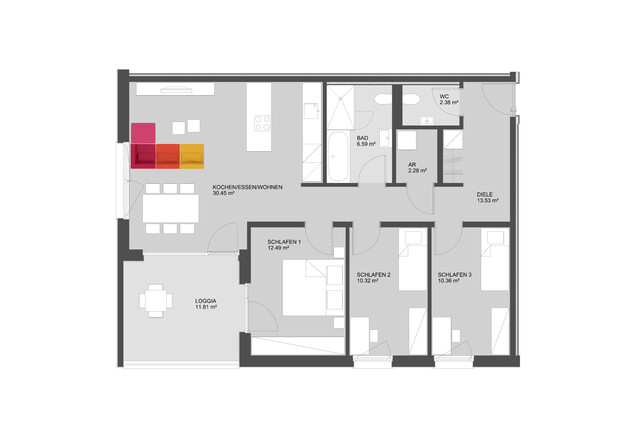 4-Zi-Neubauwohnung mit Loggia