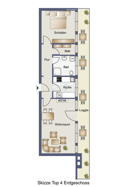 Moderne 2-Zimmer Wohnung mit Loggia