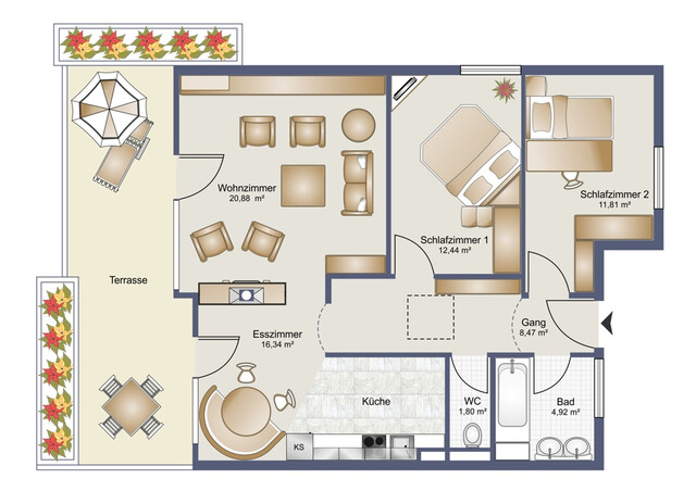 3-Zimmer-Terrassenwohnung in Lustenau
