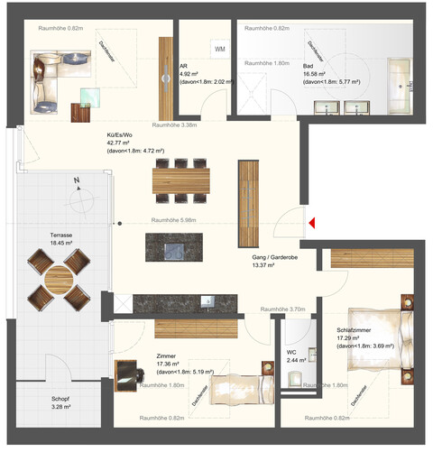 Modernes Wohnen an der Oberen Straße: 3-Zimmer-Wohnung Dachgeschoss W07