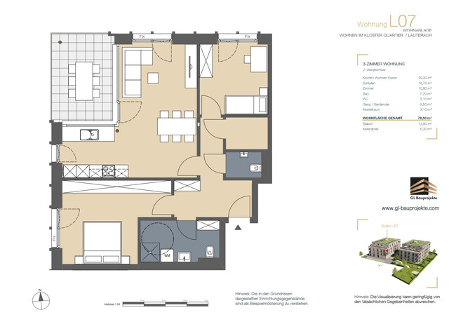 Große 3 Zimmer Wohnung im Klosterquartier