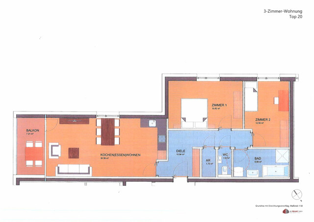 Moderne Architektur: 3-Zimmerwohnung mit Balkon, PROVISIONSFREI