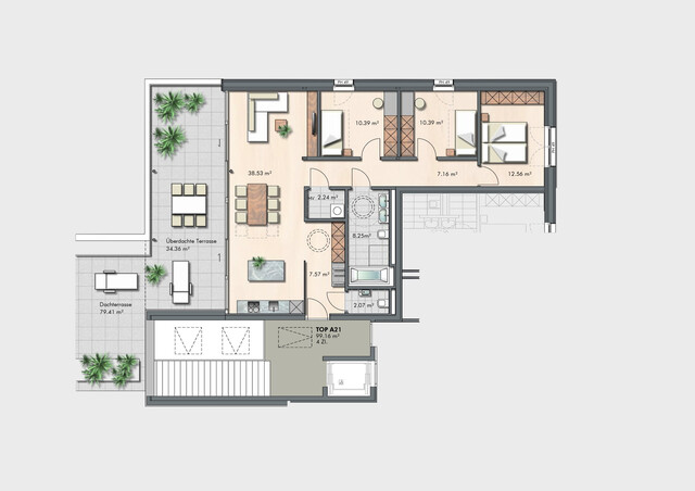 Großzügig & modern – Wohnen mit Freiraum! 4  Zimmer Penthouse Wohnung