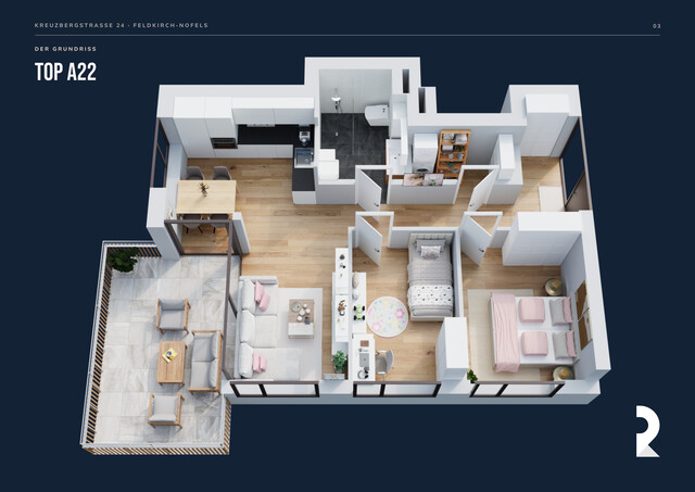 SONNIGE 3-ZIMMER-WOHNUNG MIT GROSSER LOGGIA & UNVERBAUBAREM BERGBLICK IN FELDKIRCH-NOFELS