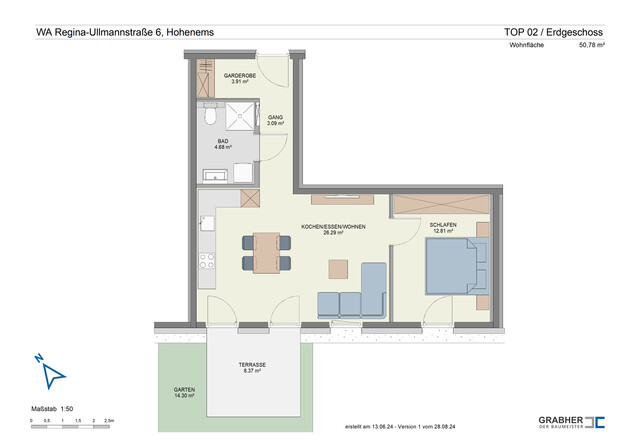 Zuhause im Herzen der Stadt - tolle  2-Zi-Gartenwohnung