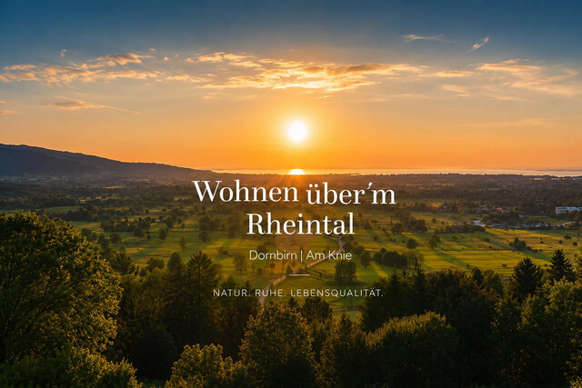 Moderne und helle Neubauwohnung in ruhiger Toplage am Dornbirner Knie mit wunderschönem Blick über das Rheintal bis hin zum Bodensee.