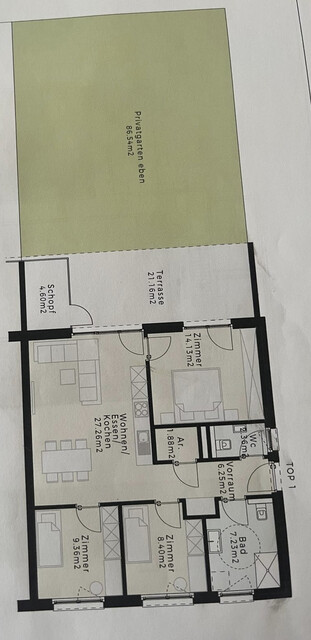 4 Zimmer Wohnung mit großem privaten Garten (Innenhof) 