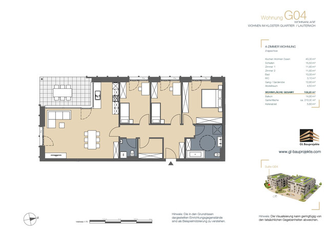 Familienhit: Große 4 Zimmer Wohnung mit großem Garten im Klosterquartier Lauterach bei Bregenz