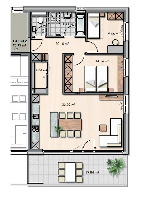 Exklusive Neubauwohnung: 3 Zimmer, hochwertige Ausstattung & große Süd-Ost-Terrasse