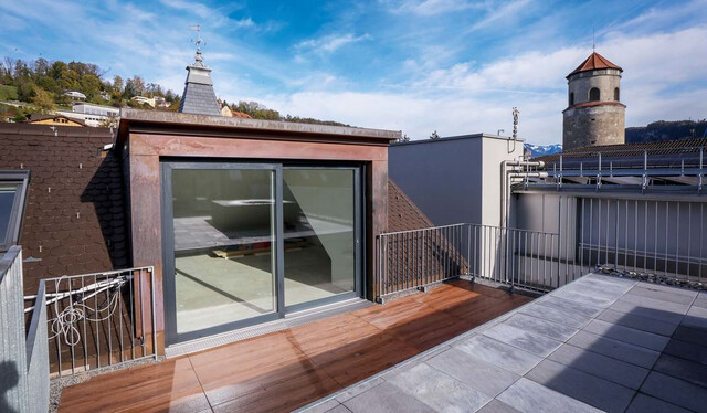 Modernes Denkmal mit Dachterrasse und Lift