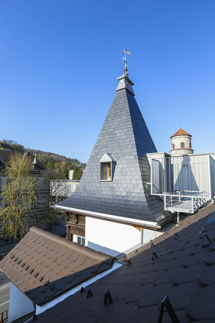 Modernes Denkmal mit Dachterrasse und Lift