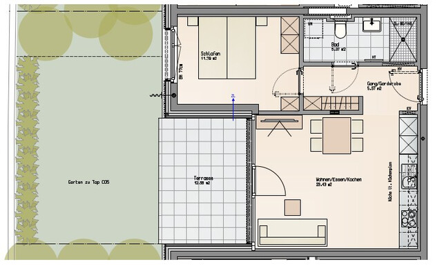 Moderne 2-Zimmerwohnung mit Privatgarten in Fußach zu vermieten