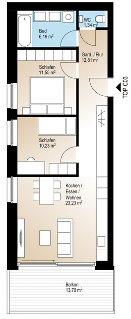 Moderne 3-Zimmer-Neubauwohnung mit Bergpanorama in Muntlix