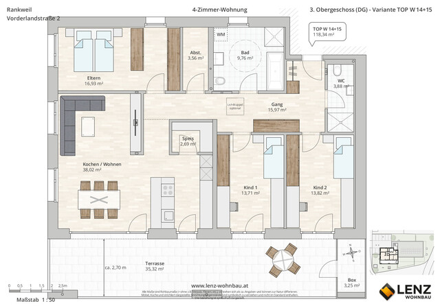 4-Zi-Dachgeschosswohnung VARIANTE TOP 14 15 in Rankweil, Vorderlandstraße 2