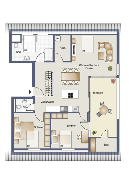 3,5-Zimmer-Dachgeschosswohnung W06/ Miete Erstbezug