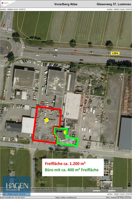 Brugger Park - Große Freifläche mit ca. 1.200 m² zu pachten - Lustenau!