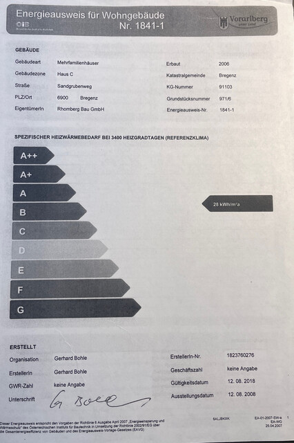  Exklusive 2 Zi-Wohnung mit großerTerrasse  im Wohnpark Sandgrubenweg,Bregenz. PROVISIONSFREI  !!!
