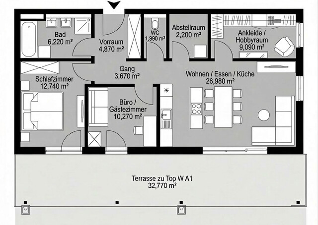 Moderne Wohnung mit großer Terrasse in Egg
