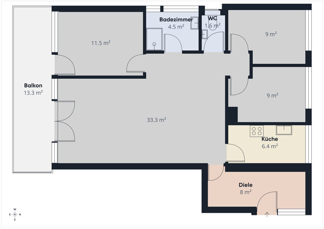 Sanierte 3-Zimmer-Eckwohnung mit westseitiger Terrasse – Ruhelage mit bester Infrastruktur