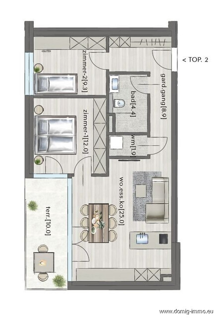 NEUBAU: Sonnige 3-Zimmer-Wohnung in Hanglage in Götzis | Haus 2 - TOP 2