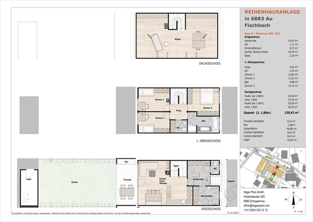 Bregenzerwald - Au, Vollholz Reihenhaus mit Garten, Terrasse und Schuppen, kurzfristig beziehbar