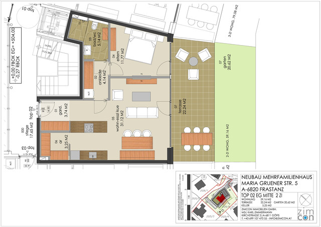 2 Zi Gartenwohnung  Top 2 in Frastanz