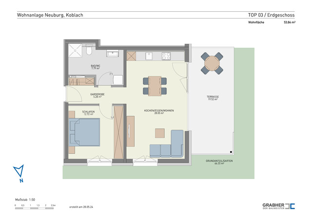 2-Zimmer-Wohnung mit Terrasse und Garten