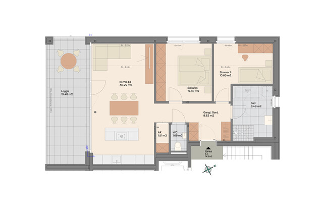 Panoramablick inklusive: 3-Zimmer Neubauwohnung im Dachgeschoss mit Wohnbauförderung (Top A6) 