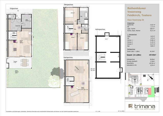 Feldkirch Tosters Neubau Vollholz Doppelhaus mit großem Garten und Keller, Fertigstellung Sommer 2026