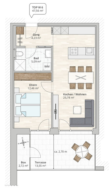 2-Zi-Terrassenwohnung TOP 6 in Rankweil, Vorderlandstraße 2