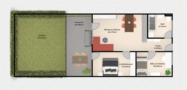 Provisionsfrei: Gepflegte Gartenwohnung mit Tiefgarage, Autoabstellplatz, Terrasse, Garten und Keller!